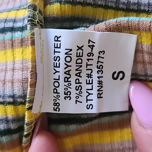 Olivaceous Striped Yellow/Purple Top Size S - Picture 5 of 6